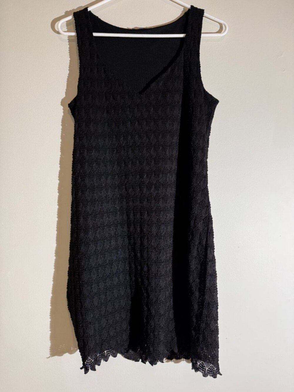 Zara Woman Black Textured Diamond Popcorn Knit Sleeveless Mini Dress | LG
